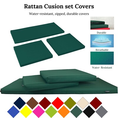 Wasserdicht 3tlg Rattan Stuhl Kissenbezüge Set Outdoor Garten Sofa Sitzunterlage