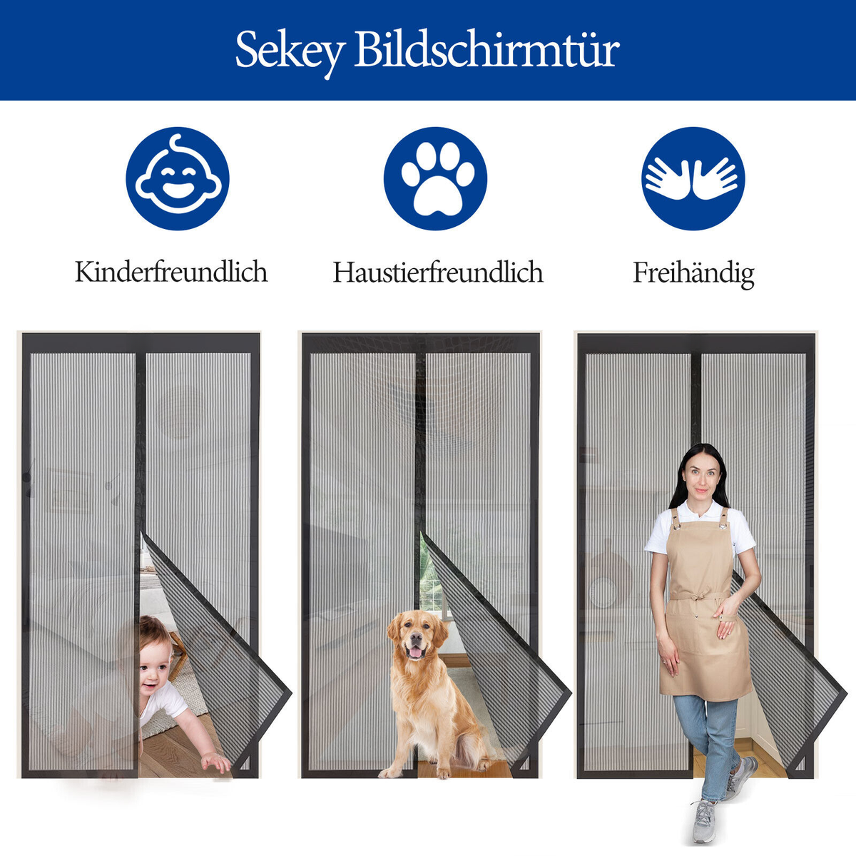 Magnet Fliegengitter Für Türen – 90 X 220 Cm, Selbstschließend, Ohne Bohren | Insektenschutz Für Balkon, Wohnzimmer