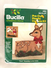 Bucilla Christmas Decor Deer Doorstop or Mail Holder Plastic Canvas Kit 61024