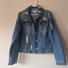 Ci Sono Women’s Distressed Denim Jean Jacket Size Small