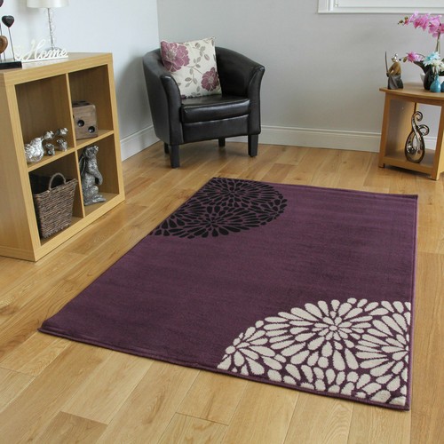 Plum Purple Floral Area Rugs SMALL LARGE HUGE Rugs For Living Room
