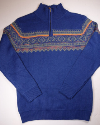 COOFANDY Blue Nordic Style 1/4 Zip Pullover Acrylic Sweater