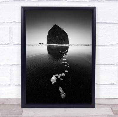 Meer Strand Felsen Wasser schwarz-weiß USA Reflexion Wandkunstdruck