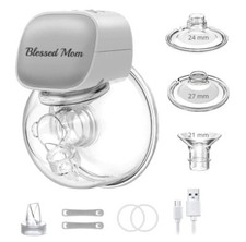 Wearable Electric Breast Pump, Hands Free, with 27mm/24mm/21mm Flanges - Gray