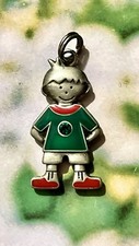 BOY Child Shaped Birthstone Charm MAY birthstone Necklace charm. Emerald stone.