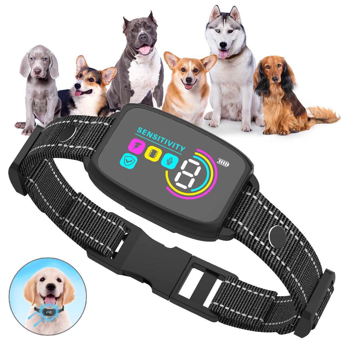 Dog Training Collar Automatic Anti Bark Rechargeable Electric Shock Waterproof