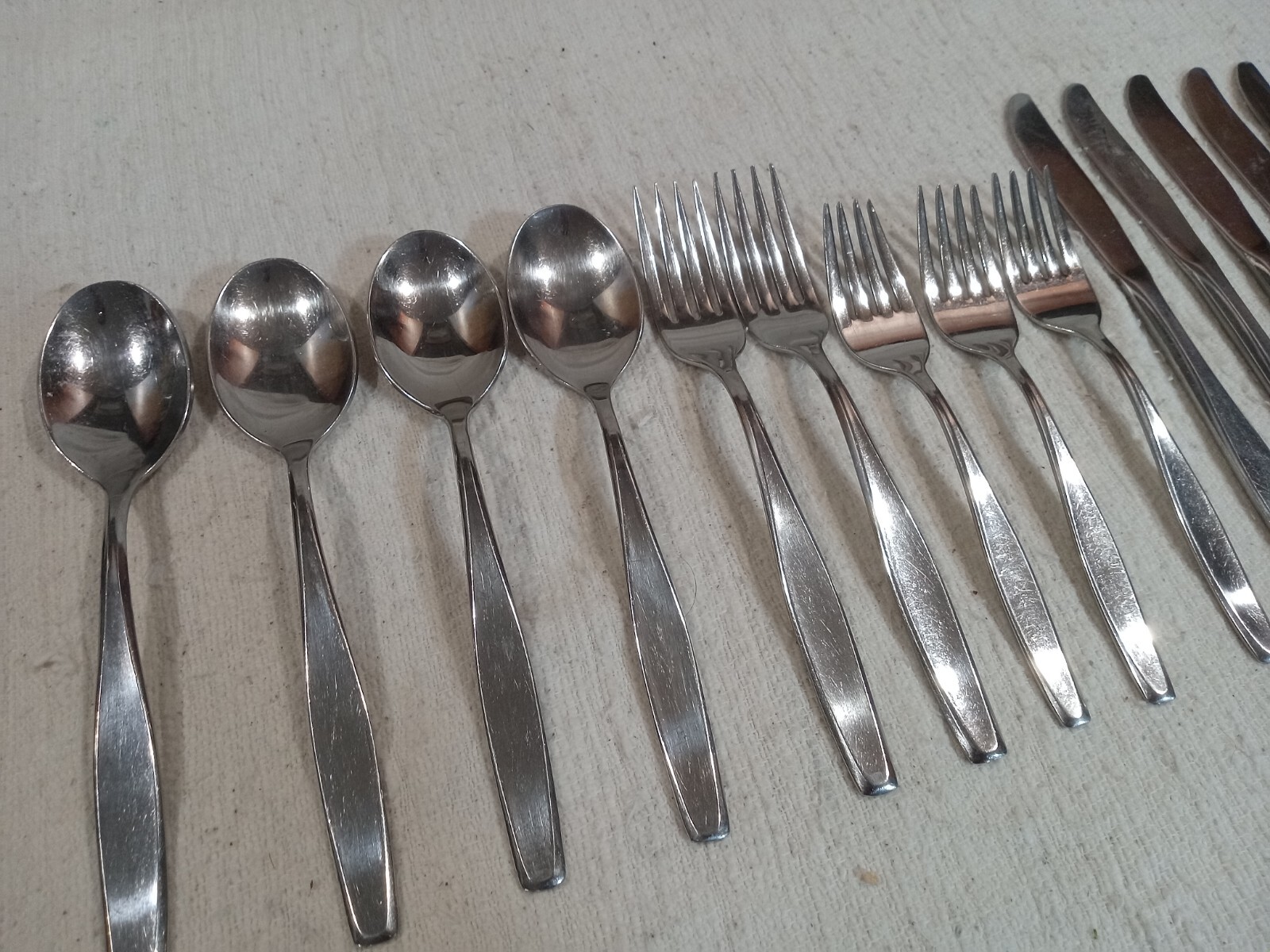 Lot Of 15 Vtg AMERICAN Stainless USA Flatware Forks Spoons Knife 