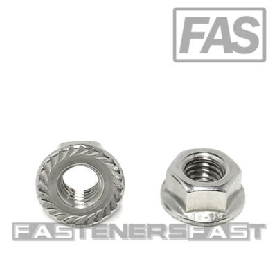 (50) M8 x 1.25 Stainless Steel Serrated Flange Nuts DIN6923 Nuts M8-1.25 A2