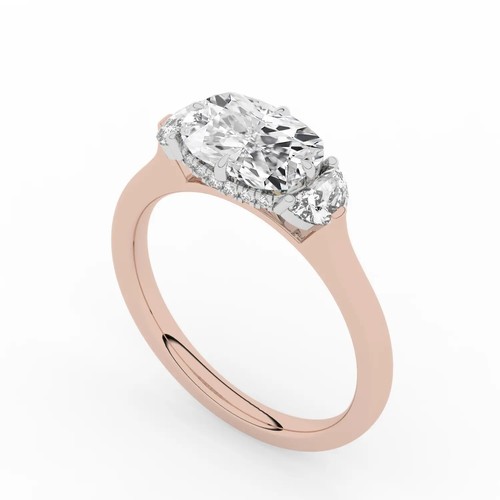 Cushion Solitaire Labgrown Diamond Trilogy Ring 18k Rose Gold 2.45 Ct F VVS2 - Picture 17 of 23