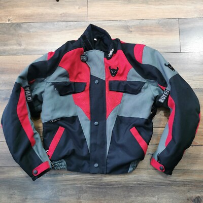 BUFFALO Bikerjacke schwarz rot Größe M gepanzert wattiert 