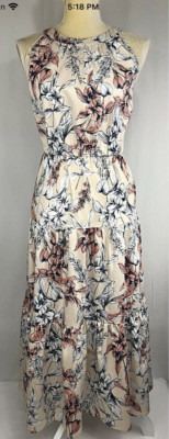 Alex Marie Dress Maxi/ Midi 10 A- Line Flare Sleeveless Cotton Modest Beige New