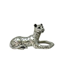 L'objet Leopard Pewter Metal Figurine Statue
