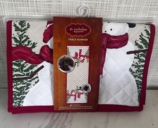 Snowman Winter Quilted Table Runner 13"x 36" Holiday St Nicholas Square New BxG