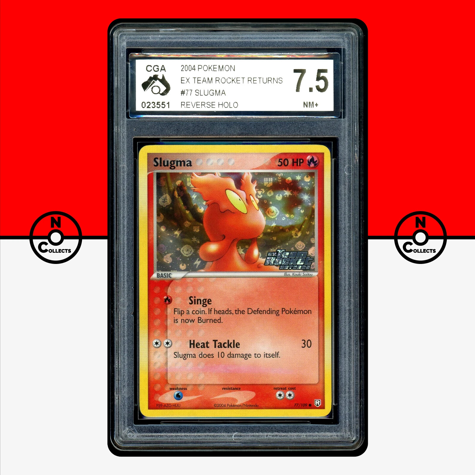 Pokemon CGA 7.5 Slugma Reverse Holo 77/109 EX Team Rocket Returns