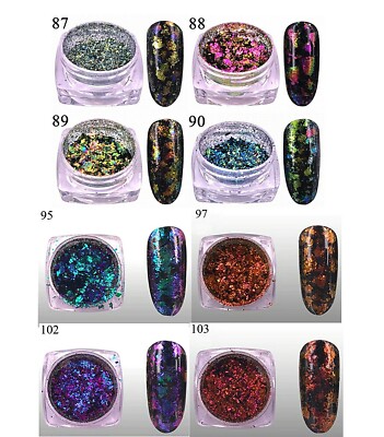 Holo Chamäleon Flocken Flakies für Nailart Dekoration Design, Farbwahl, UK