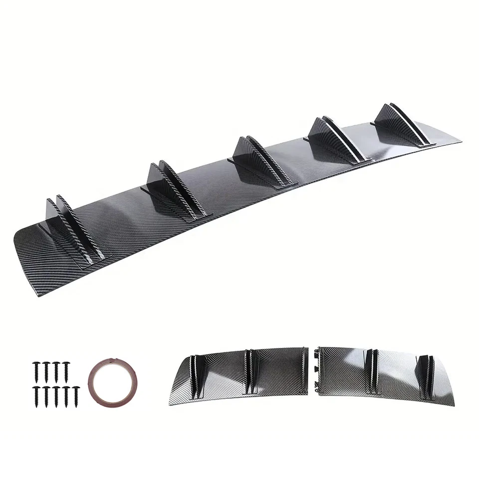 For Mitsubishi Eclipse 10 Fins Carbon Rear Diffuser Bumper Lip Splitter Spoiler Foto 4 de 4