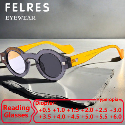 Men Women Oval Photochromic Reading Glasses Full Frame Outdoor Shade Sunglasses