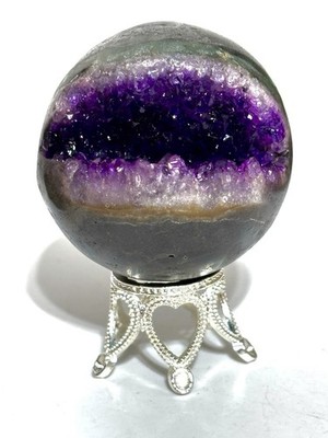 Amethyst Kristall Kugel Kugel Geode wunderschön lila Unikat Naturstein + Ständer