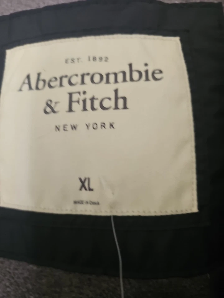 Abercrombie Fitch Parka Men S Black Faux Fur Insulated Outdoor Puffer Jacket VTG - Image 2 of 4