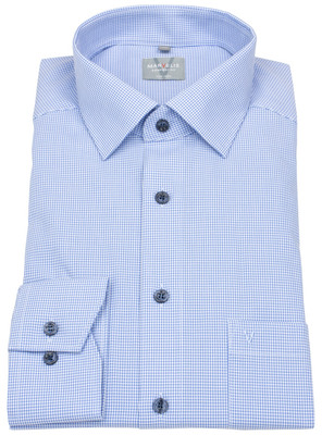 Marvelis Hemd Comfort Fit Vichykaro Kontrastknöpfe hellblau / weiß