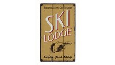 Ski Lodge Enjoy Your Stay Rustic Distressed Sign, Personalized Wood Sign