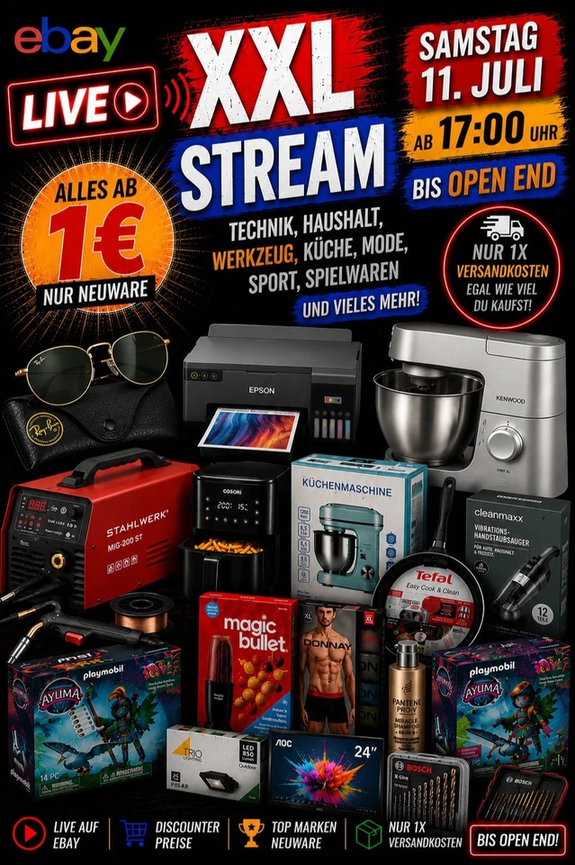 XXL Discounter Baumarkt Restposten Stream 17 Uhr -Open End 11. Juli