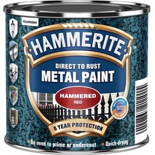 Hammerite Hammered Metal Paint 250ml Red for Rust Protection Finish on Gates