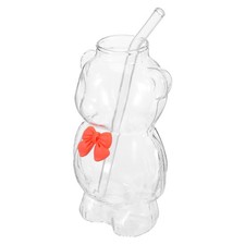 Glass Bear Cup With Straw Honey Bear Straw Cup 330ml Cute Animal Coffee Mug