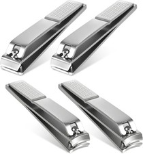 Heavy Duty Large Nail Clippers Set for Thick Nails, Straight Curved Edge, 4 PC