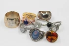 Vintage costume jewelry rings lot of  9 gold / silver tone / cocktail/  Faux
