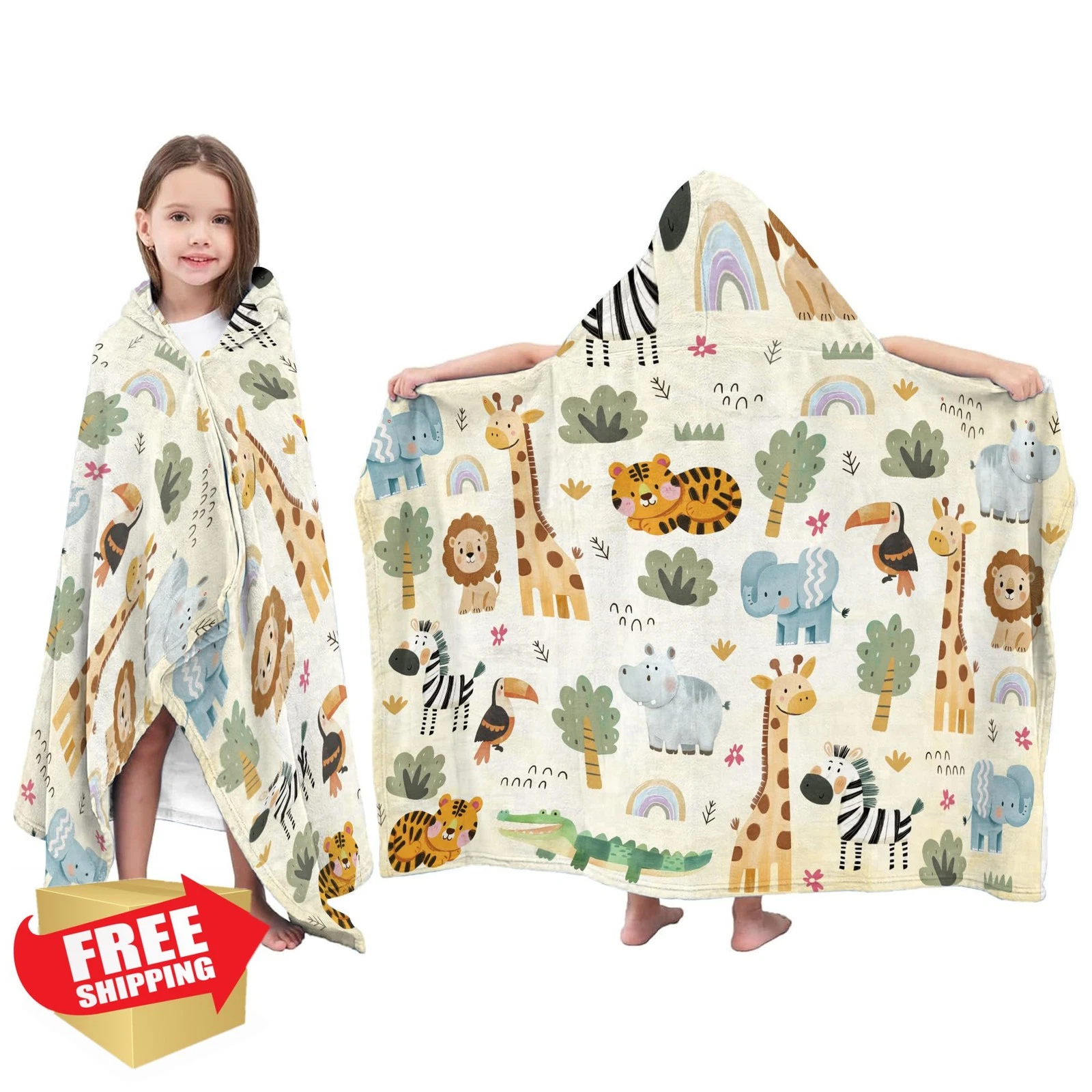 JOPJOLIW Jungle Animals Hooded Towel Kids
