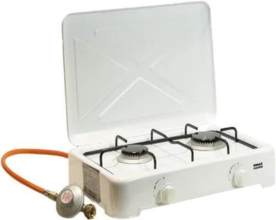 EMECO GASKOCHER Kochfeld 2 flammig Camping-Gasherd Gasofen Druckminderer NG2