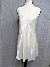 Morgan Taylor Intimates Slip Dress Womens Medium Ivory White Satin Bow Lingerie