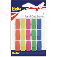 Helix usa - classic pencil cap erasers, 15-pack - smear-free homework
