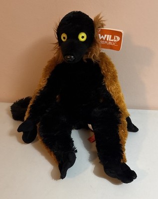 Wild Republic Red Ruffed Lemur Plush Red Black 12'' Realistic Stuffed Animal Tag