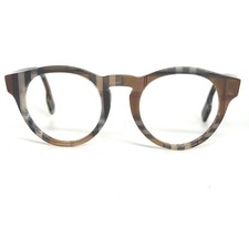 Burberry B 4359 3967/13 Check Round Eyeglass Frames Brown 49-23-145 Italy 21855