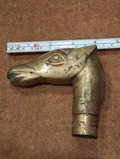 Vintage Horse Head Walking Stick Cane Handle Figural Brass Animal Sculptural