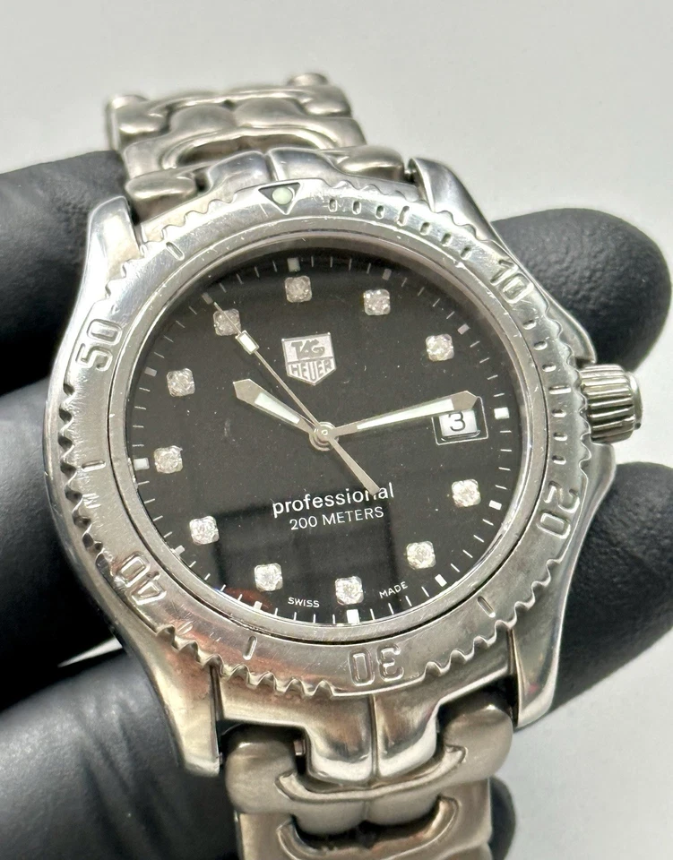 Reloj de lujo TAG Heuer Link Professional WT1115 esfera diamante SS 42 mm hecho en Suiza Foto 3 de 4