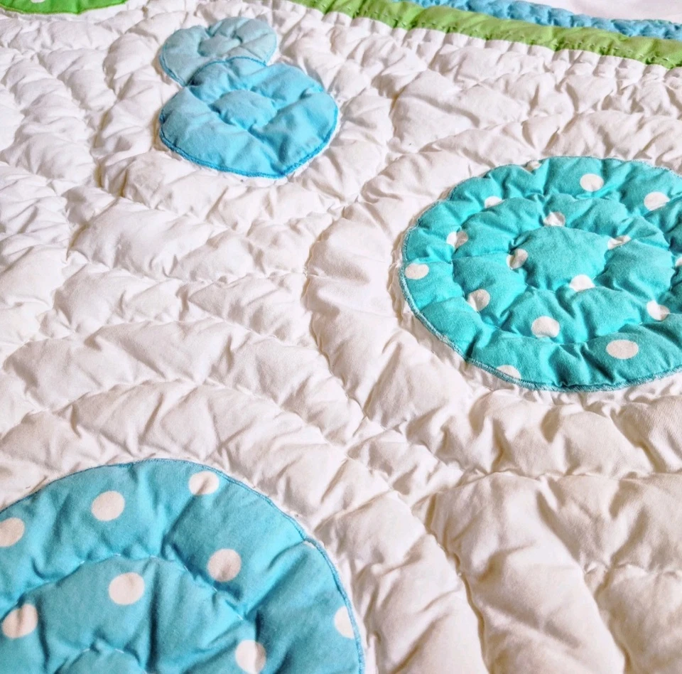 Almohada Pottery Barn PB Teen Sham Estándar Acolchada Acolchada Azul Verde Puntada a Mano Foto 2 de 4