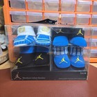 NIKE Newborn Infant Booties Black/blue/White Socks 4 Pack 0-6 Months Jump Man  — photo 1