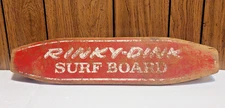 vintage Rinky Dink Surf Board wood skate board 24 inches steel metal wheels 60s