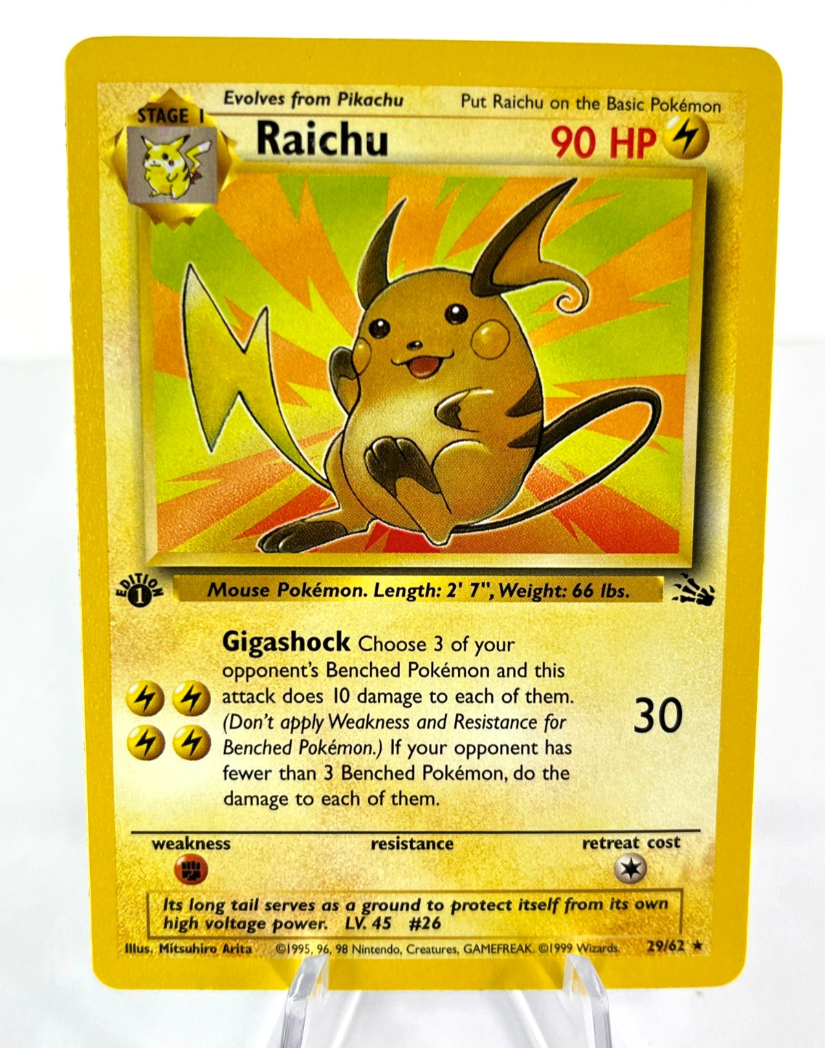 1st Edition Raichu 29/62 - Fossil - Rare - Pokemon - NM