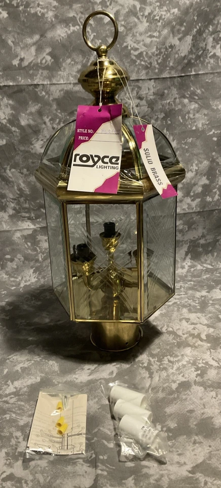 Vintage Royce Lighting Solid Brass Lantern outdoor lighting Open Box. 19” - Image 2 of 4