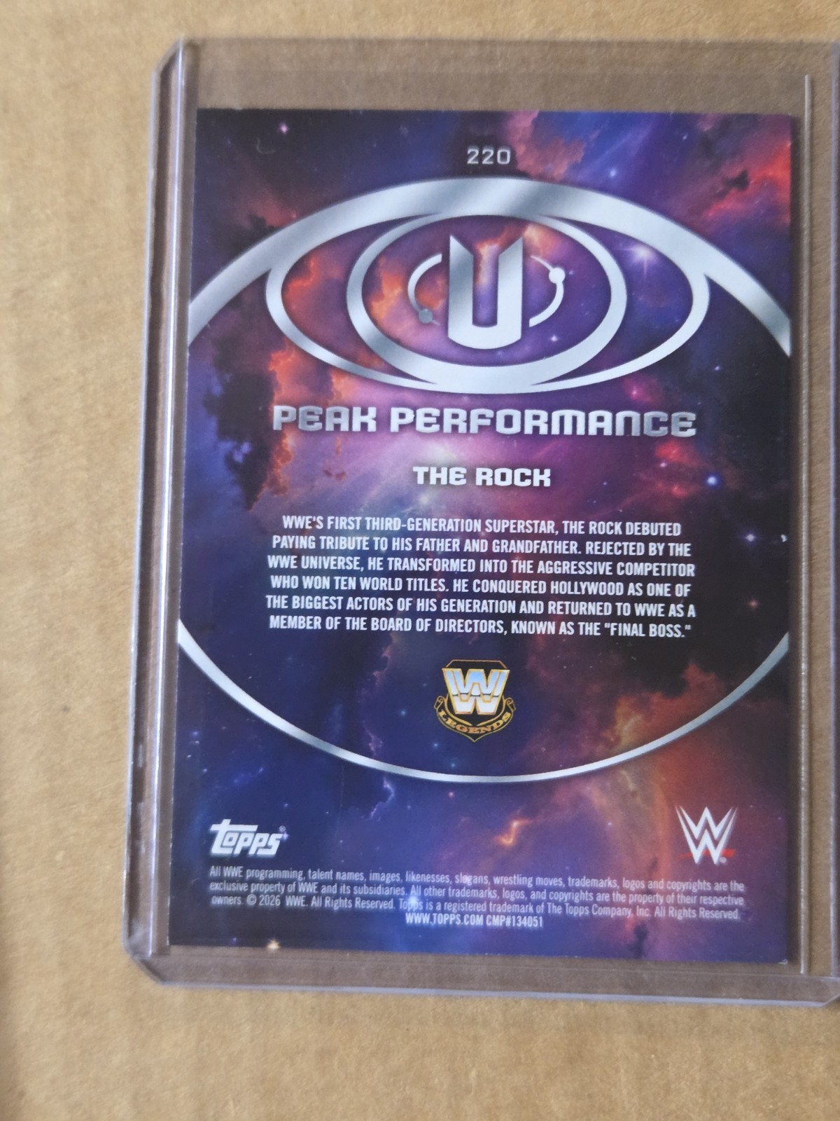 Topps 2026 WWE Legends Peak Performance Insert The Rock #220 view 2