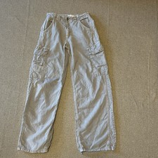 Zara Wide Leg Linen Blend Cargo Pants Women's US 2 EU 34 Lagenlook Lightweight