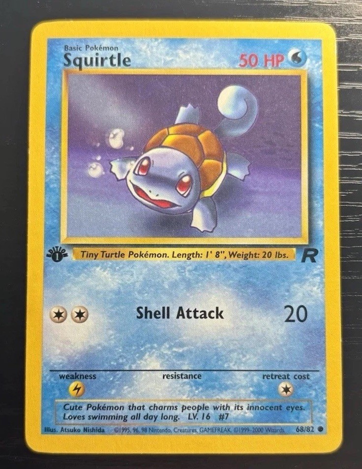 Squirtle 68/82 2000 Pokemon Team Rocket Common 1st Edition -  LP