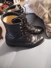 Justin Rich Navy Leather Lace Up Roper Cowboy Boots Distressed SZ 7.5B