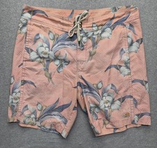 Tommy Bahama Mens M Pink Floral Swim Trunks Board Shorts Nylon Mesh Liner Summer