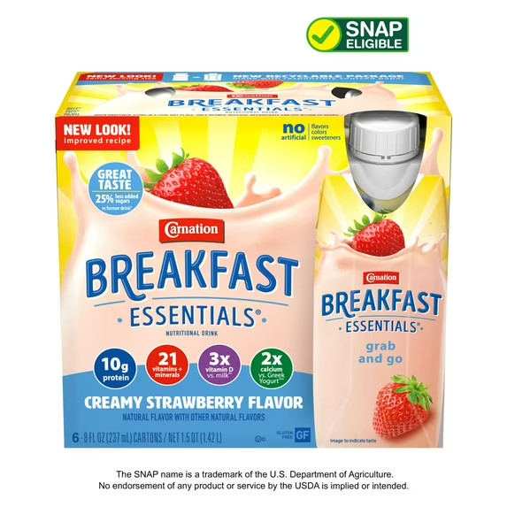 Carnation Breakfast Essentials shake creamy strawberry 6 Pac