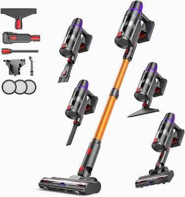 Cordless Vacuum Cleaner, 500W/45Kpa Stick Vacuum for Home, Anti-Tangle Brush & 8